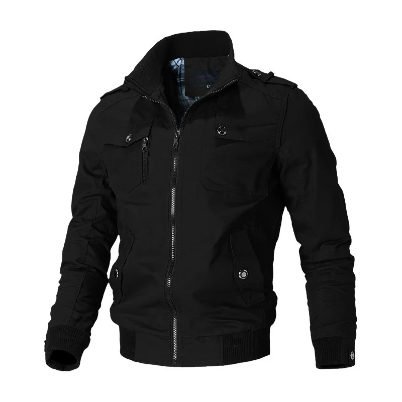 Herren leichter Canvas-Pilotblouson mit Stehkragen, Schulterpatten und Rippenbündchen Nord Taschen