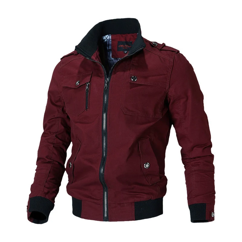 Herren leichter Canvas-Pilotblouson mit Stehkragen, Schulterpatten und Rippenbündchen Nord Taschen
