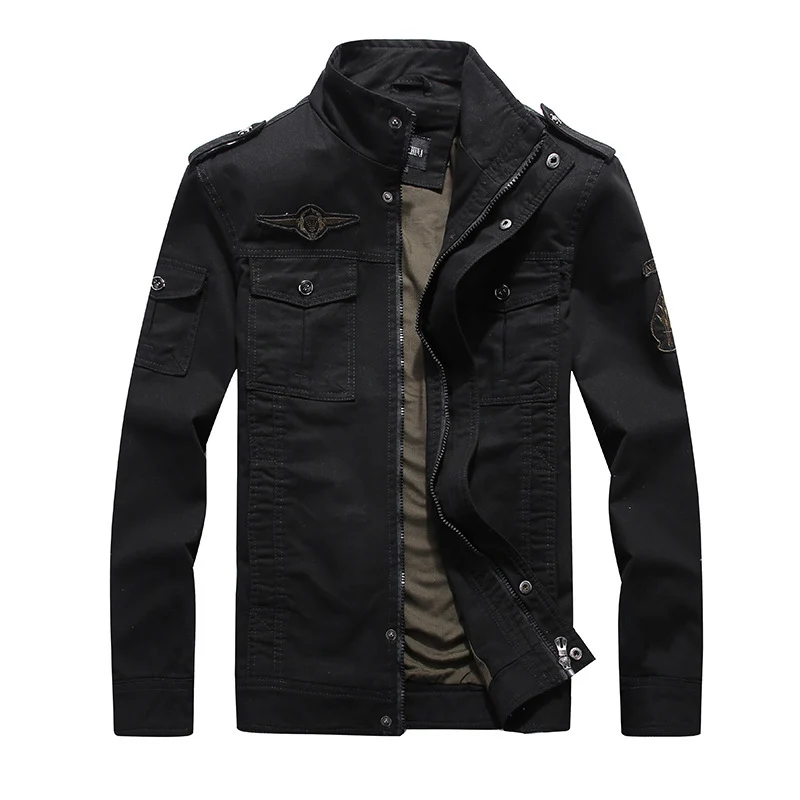 Herren leichter Canvas-Militärblouson mit Stehkragen, Schulterklappen und Mehrfach‑Pattentaschen Nord Taschen
