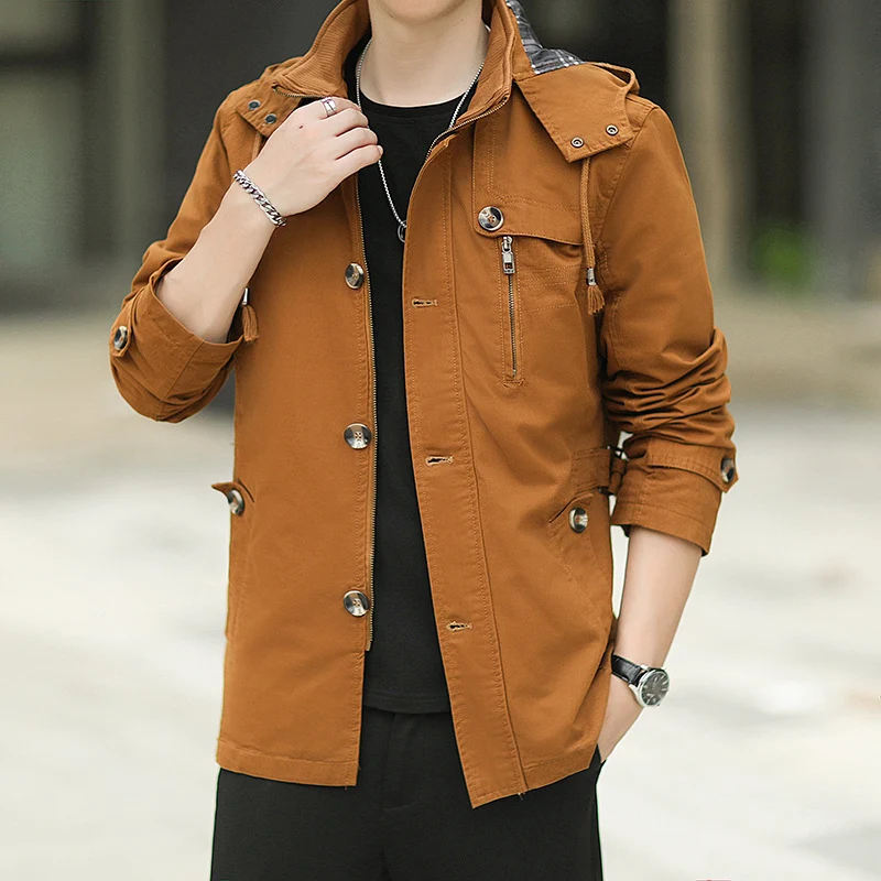 Herren leichter Canvas-Fieldparka mit Kapuze, Brustreißverschluss und verstellbaren Taillenlaschen Nord Taschen