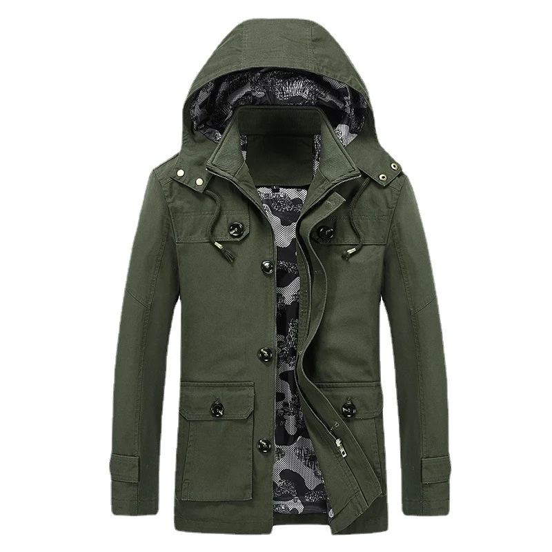 Herren leichter Canvas-Fieldparka mit camouflage-Innenfutter, verdecktem Reißverschluss und Mehrzwecktaschen Nord Taschen