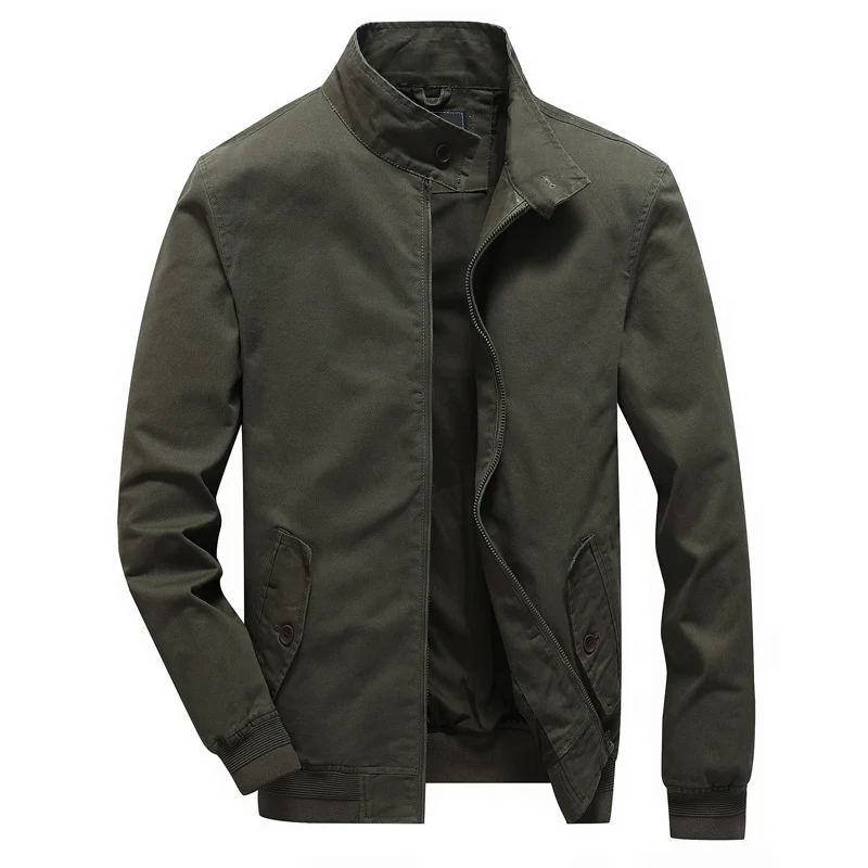 Herren leichter Canvas-Fieldbomber mit Stehkragen, verdecktem Reißverschluss und Pattentaschen Nord Taschen