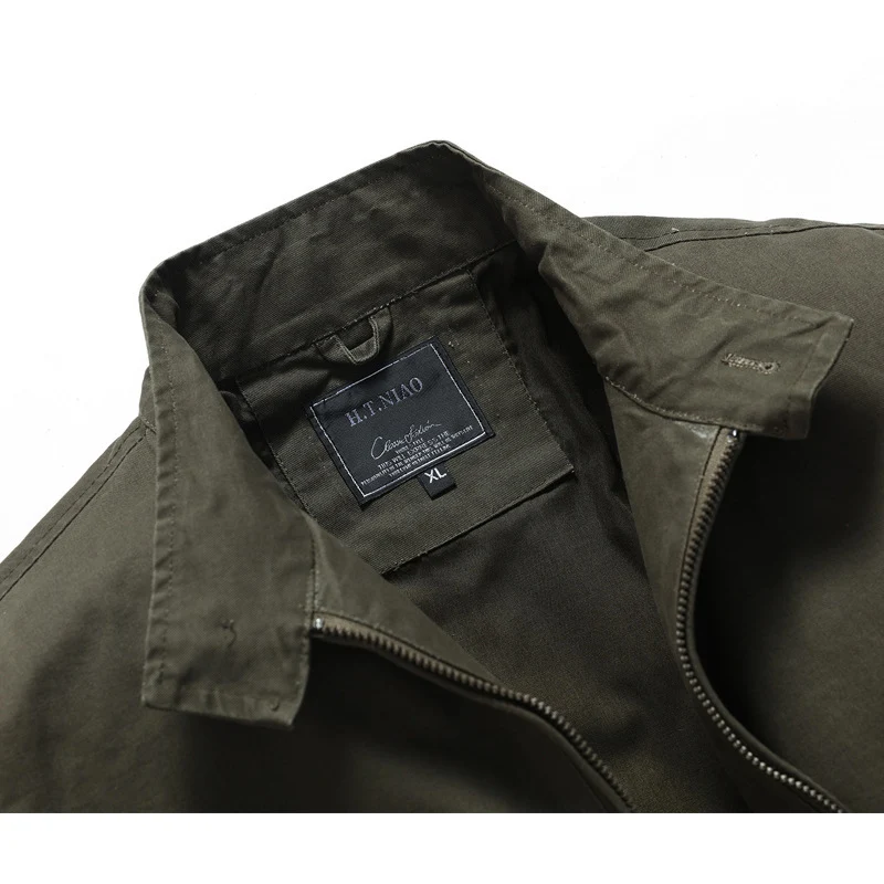 Herren leichter Canvas-Fieldbomber mit Stehkragen, verdecktem Reißverschluss und Pattentaschen Nord Taschen