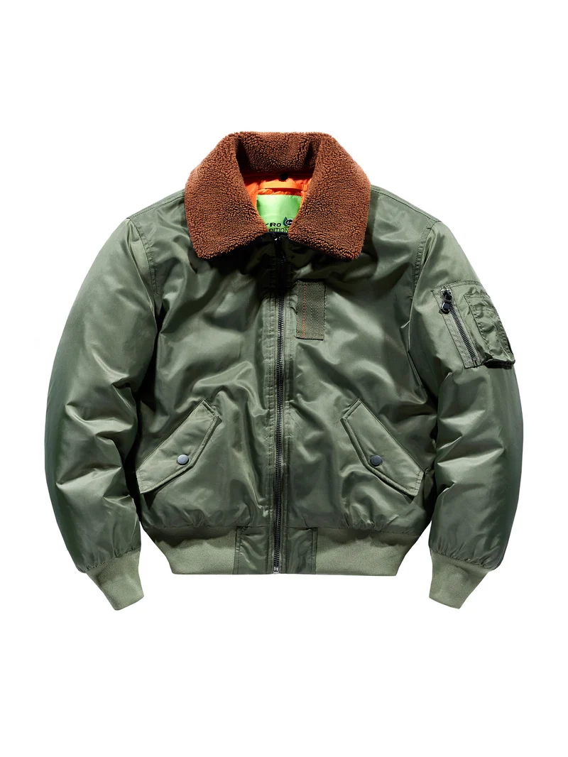 Herren Pilotenbomberjacke mit Teddykragen und Utility-Ärmeltasche Nord Taschen