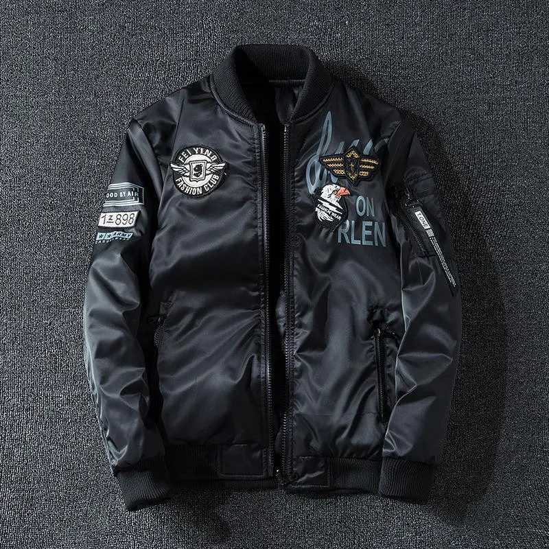 Herren Pilotenbomberjacke im Aviator-Look mit Badge-Applikationen, Ärmeltasche und gerippten Bündchen Nord Taschen