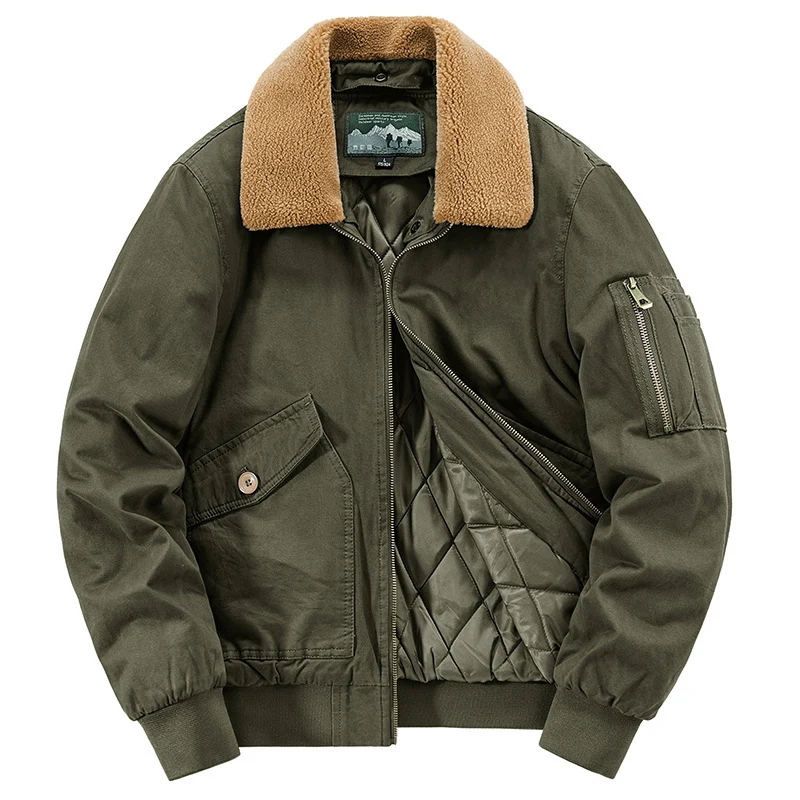 Herren Pilotenblouson mit gesteppter Thermo-Innenfüllung und Sherpa-Kragen Nord Taschen