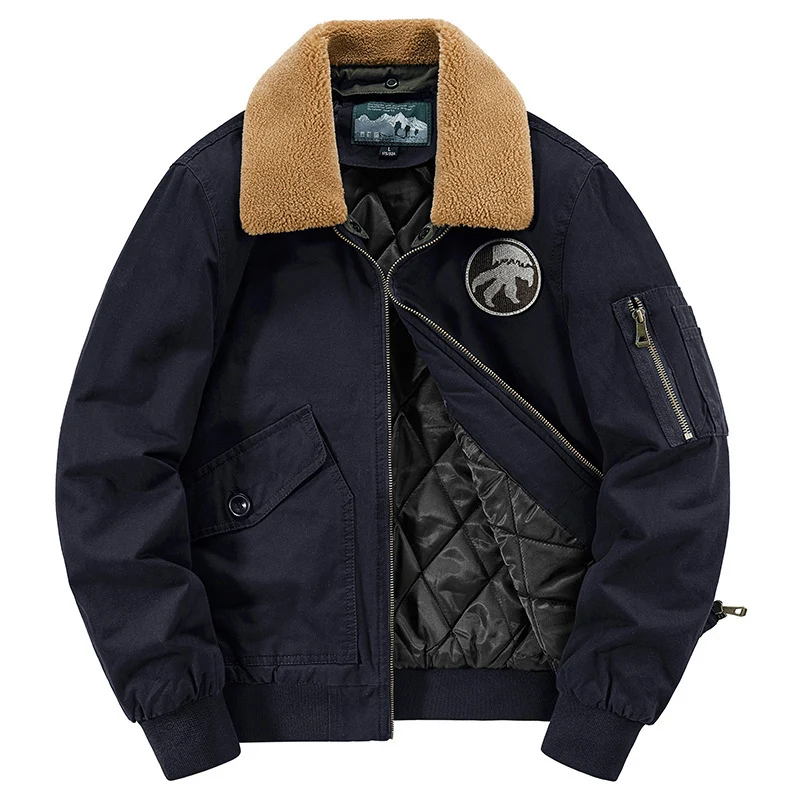 Herren Pilotenblouson mit gesteppter Thermo-Innenfüllung und Sherpa-Kragen Nord Taschen
