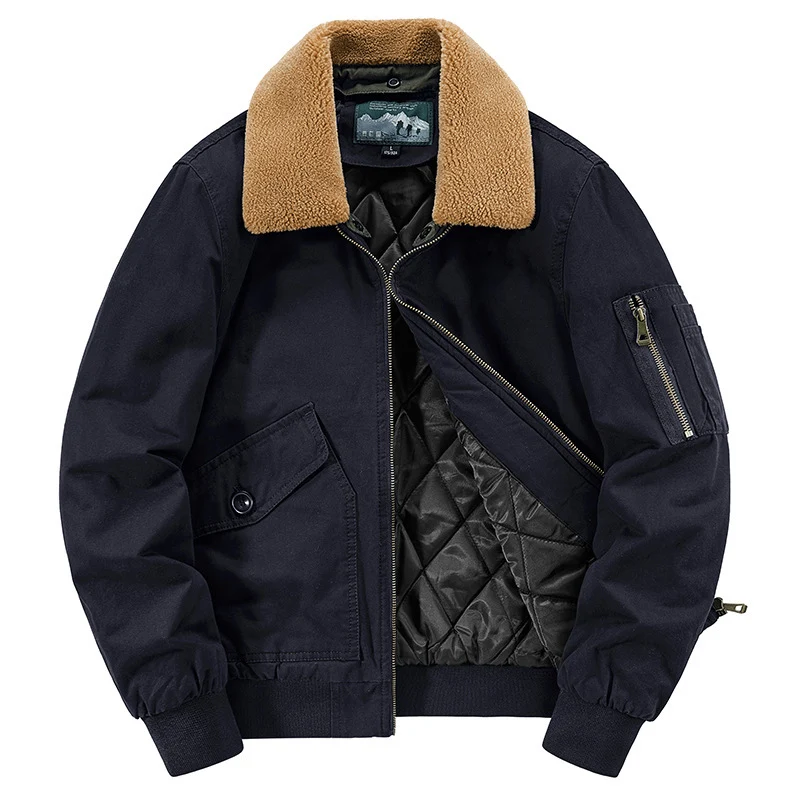 Herren Pilotenblouson mit gesteppter Thermo-Innenfüllung und Sherpa-Kragen Nord Taschen