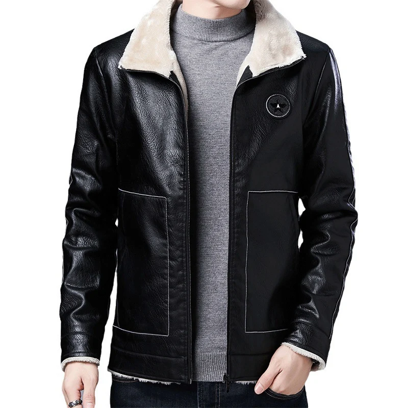 Herren Pilotenblouson in Lederoptik mit Sherpa-Innenfutter und Stehkragen Nord Taschen