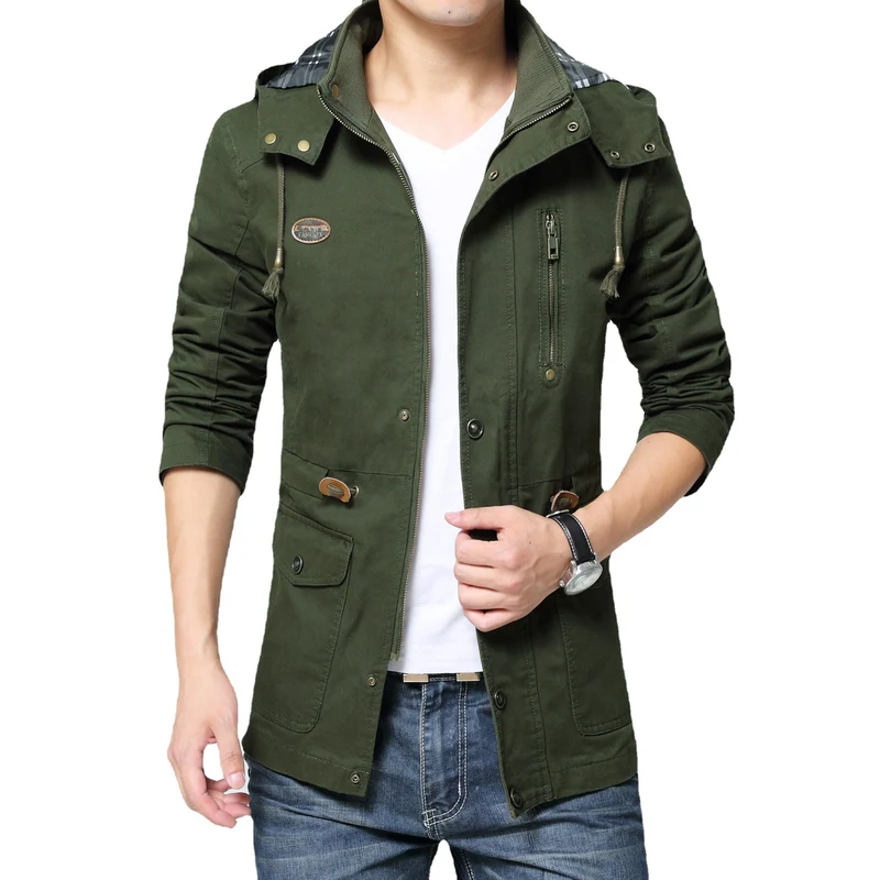 Herren Urbaner Baumwoll-Parka mit Tunnelzug, Brustreißverschluss und geripptem Innenkragen Nord Taschen