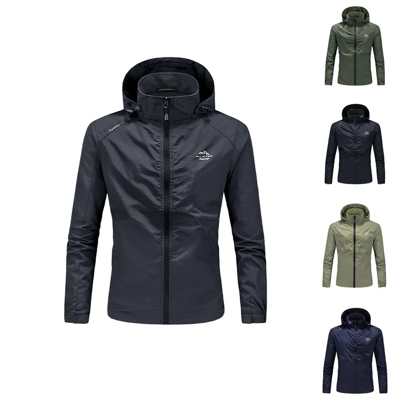 Herren Ultraleichte packbare Outdoorjacke mit hohem Kragen, Kapuze und atmungsaktivem Meshfutter Nord Taschen