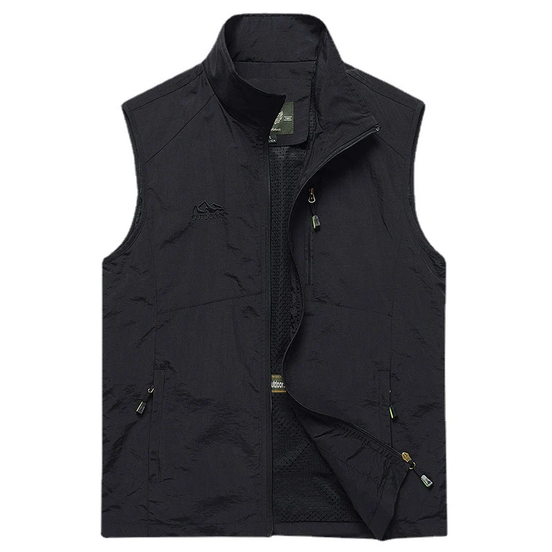 Herren ultraleichte atmungsaktive Outdoor‑Trekkingweste mit Mesh‑Futter, Stehkragen und Mehrfach‑Reißverschlusstaschen Nord Taschen