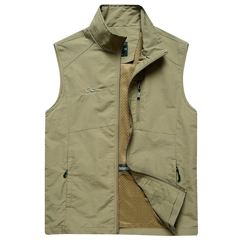 Herren ultraleichte atmungsaktive Outdoor‑Trekkingweste mit Mesh‑Futter, Stehkragen und Mehrfach‑Reißverschlusstaschen Nord Taschen