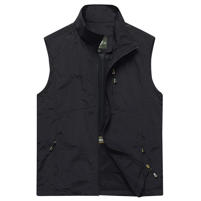 Herren ultraleichte atmungsaktive Outdoor‑Trekkingweste mit Mesh‑Futter, Stehkragen und Mehrfach‑Reißverschlusstaschen Nord Taschen