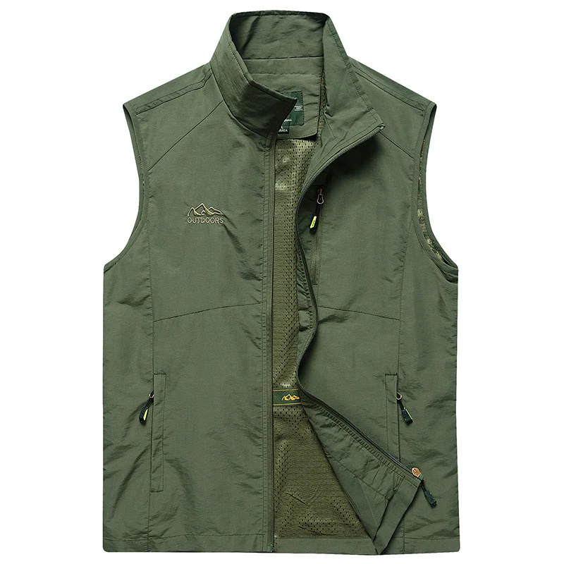 Herren ultraleichte atmungsaktive Outdoor‑Trekkingweste mit Mesh‑Futter, Stehkragen und Mehrfach‑Reißverschlusstaschen Nord Taschen
