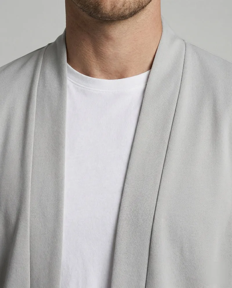 Herren offene weitgeschnittene Kimono-Jacke aus fließendem Jersey mit Seitentaschen und Dreiviertelärmeln Nord Taschen