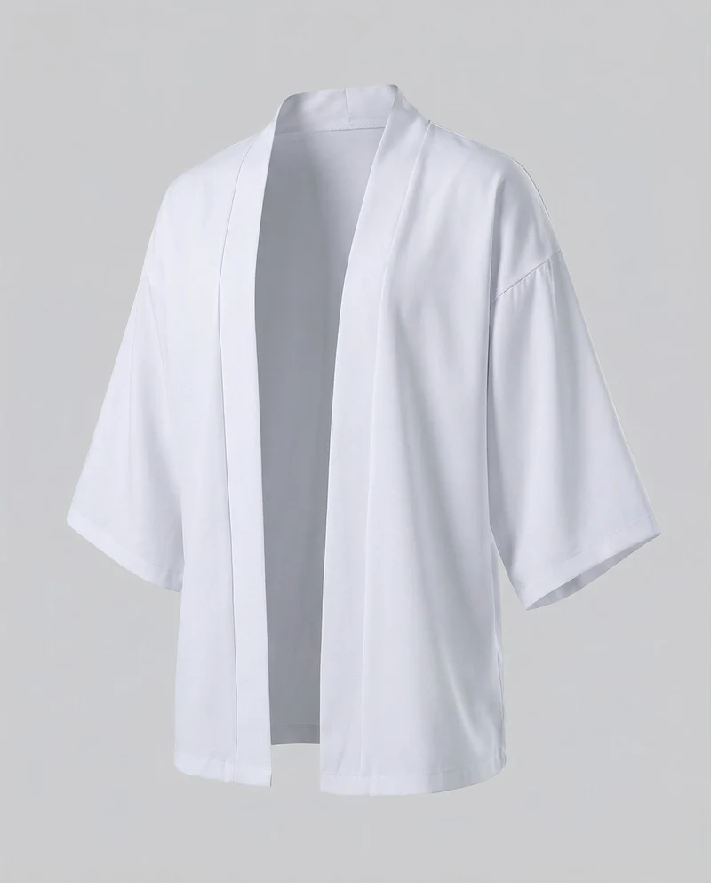 Herren offene weitgeschnittene Kimono-Jacke aus fließendem Jersey mit Seitentaschen und Dreiviertelärmeln Nord Taschen