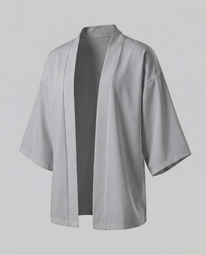 Herren offene weitgeschnittene Kimono-Jacke aus fließendem Jersey mit Seitentaschen und Dreiviertelärmeln Nord Taschen