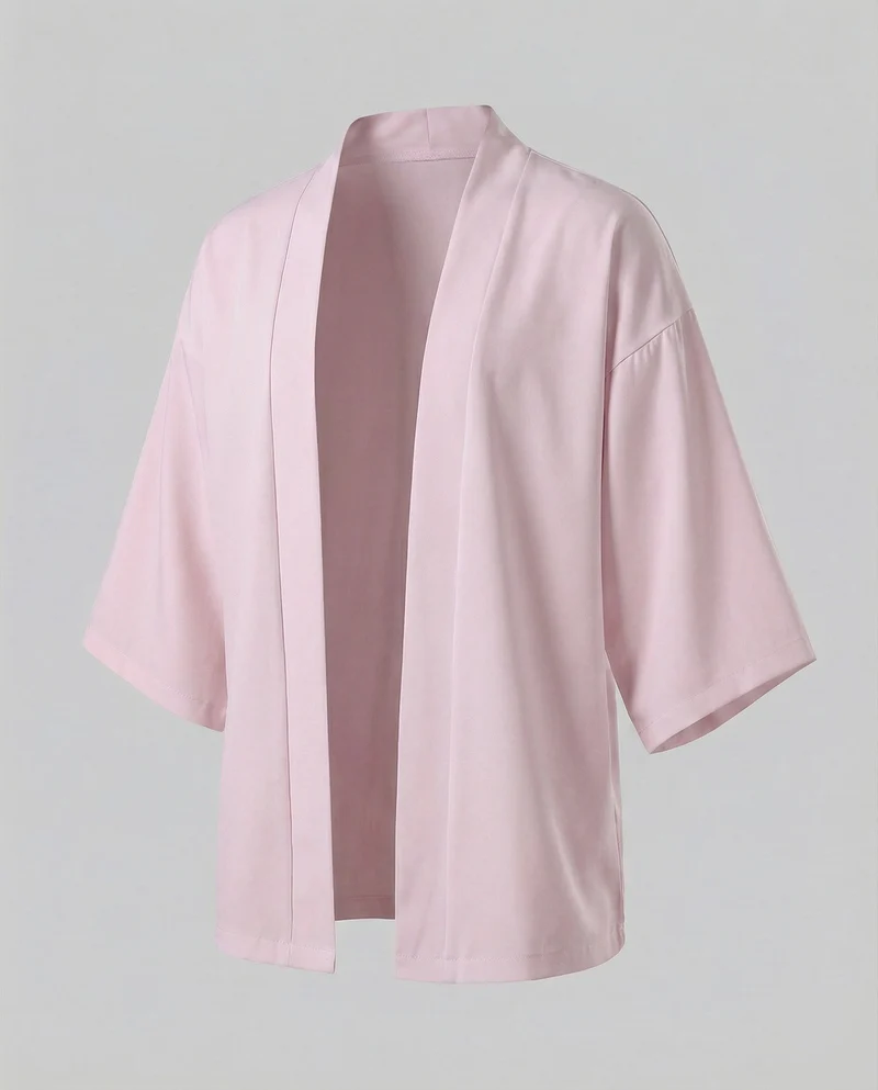 Herren offene weitgeschnittene Kimono-Jacke aus fließendem Jersey mit Seitentaschen und Dreiviertelärmeln Nord Taschen