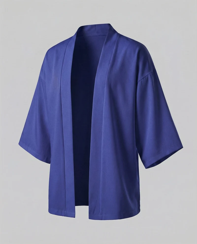Herren offene weitgeschnittene Kimono-Jacke aus fließendem Jersey mit Seitentaschen und Dreiviertelärmeln Nord Taschen