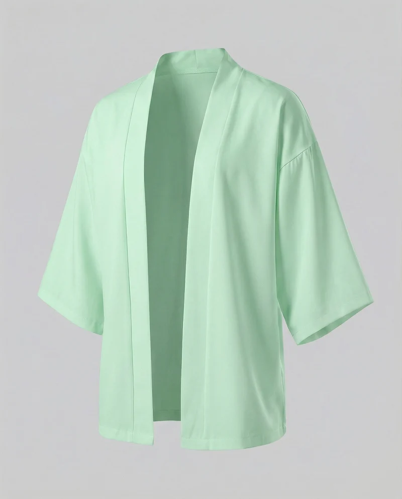 Herren offene weitgeschnittene Kimono-Jacke aus fließendem Jersey mit Seitentaschen und Dreiviertelärmeln Nord Taschen