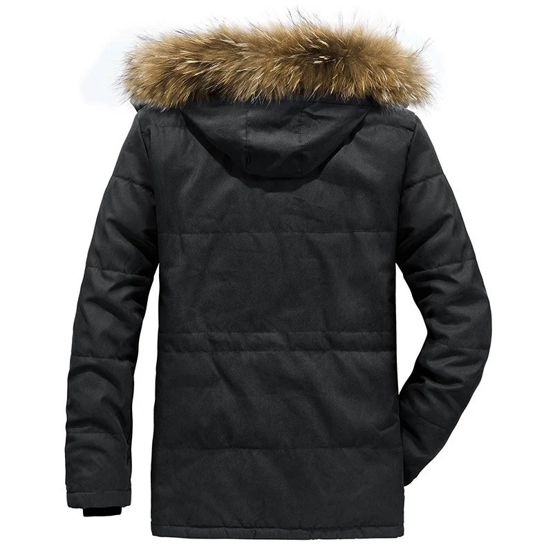 Herren wattierter Parka mit Kunstfellkapuze und Teddyfutter Nord Taschen