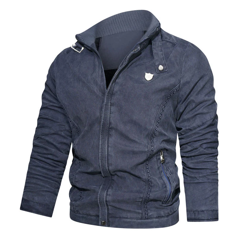 Herren leichter Canvas-Bomber mit Stehkragen, Reißverschluss und Reißverschlusstaschen Nord Taschen