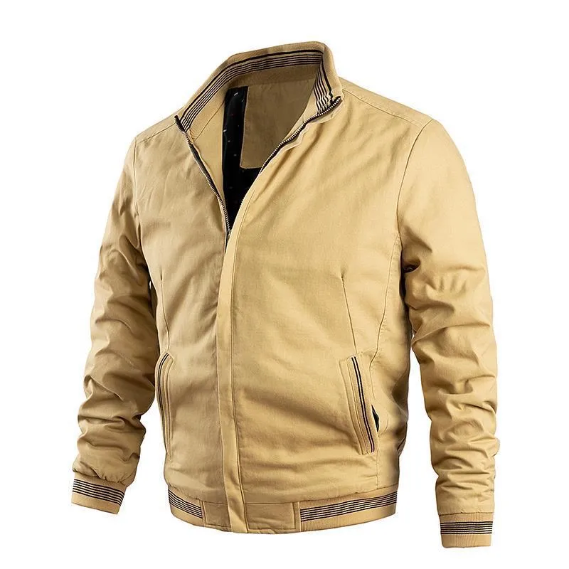 Herren Leichter Canvas-Bomber mit gestreiften Rippbündchen und Stehkragen Nord Taschen