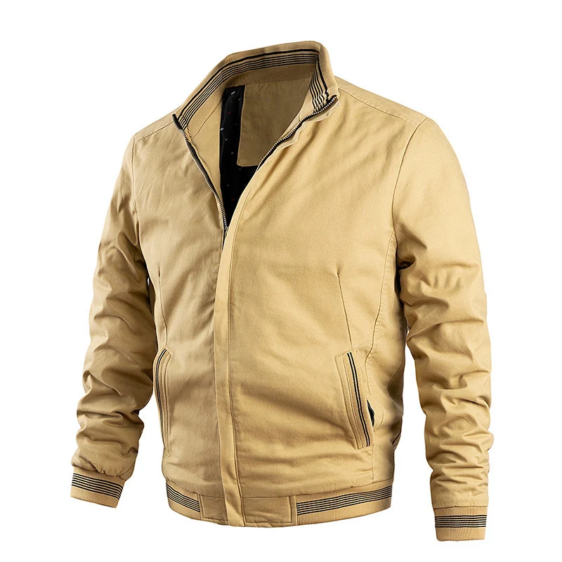 Herren Leichter Canvas-Bomber mit gestreiften Rippbündchen und Stehkragen Nord Taschen