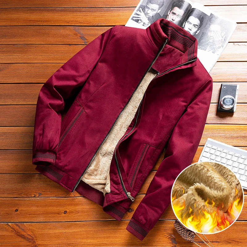 Herren leichter Canvas-Bomber mit gestreiften Rippbündchen, Stehkragen und Reißverschlusstaschen Nord Taschen