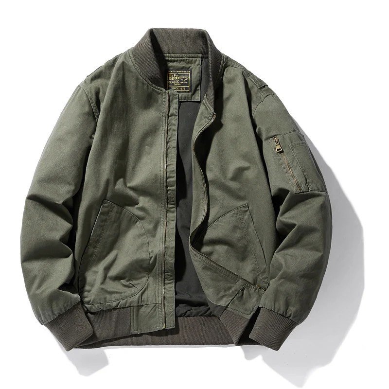 Herren leichter Canvas-Bomber im Utility-Fieldstil mit Ärmeltasche und gerippten Bündchen Nord Taschen