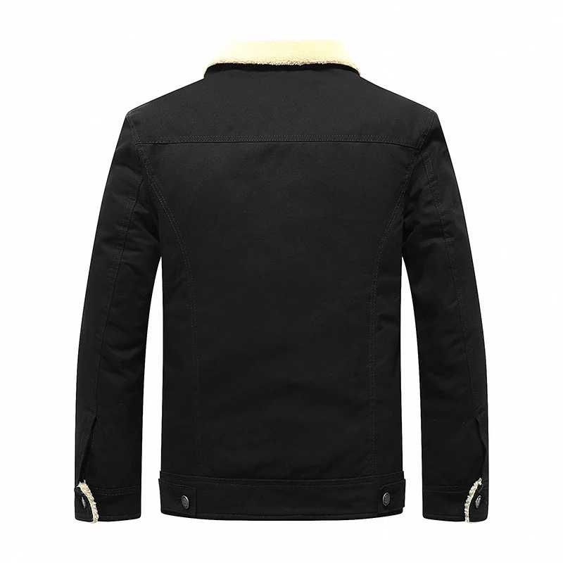 Herren Sherpa-gefüttertes Canvas-Truckerblouson mit Kunstfellkragen und Utility-Taschen Nord Taschen