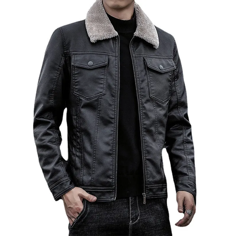 Herren Pilotenblouson aus Lederoptik mit Teddykragen und Utility‑Details Nord Taschen