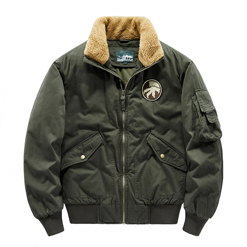 Herren Piloten-Bomberjacke mit Teddykragen, gesteppter Thermofütterung und Utility-Taschen Nord Taschen