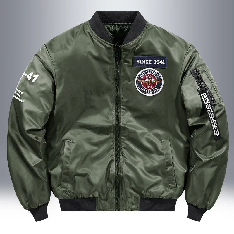 Herren Piloten-Bomberjacke mit Patch-Details, Nylon‑Shell und Ärmeltasche Nord Taschen