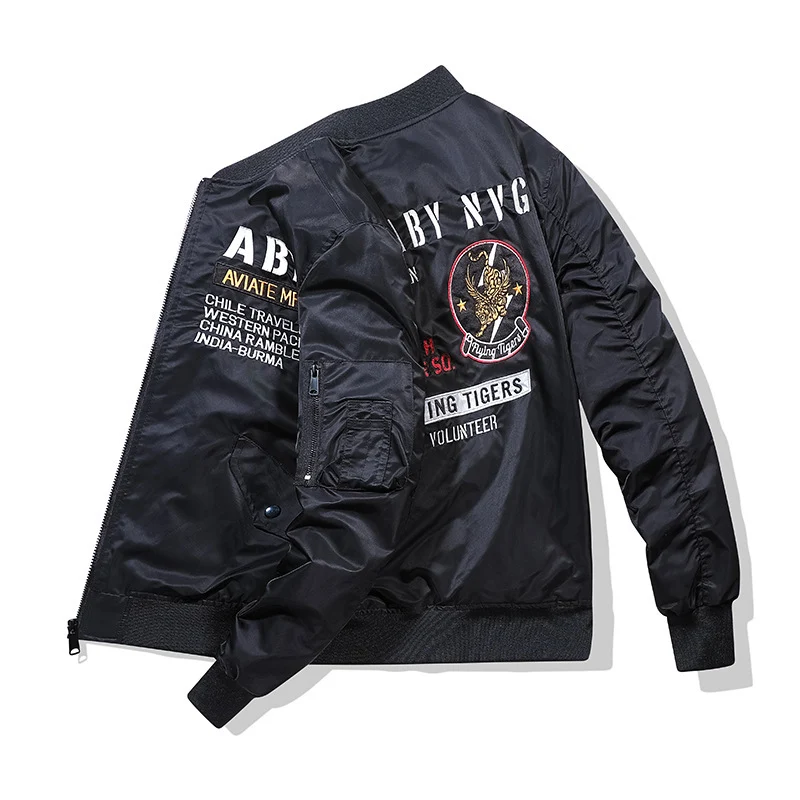 Herren Piloten-Bomberjacke im Vintage-Militärstil mit Stickpatches und Utility-Ärmeltasche Nord Taschen