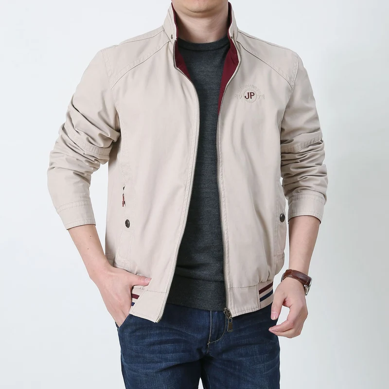 Herren Übergangs-Fieldjacke aus gewachstem Canvas mit Stehkragen und verdecktem Reißverschluss Nord Taschen
