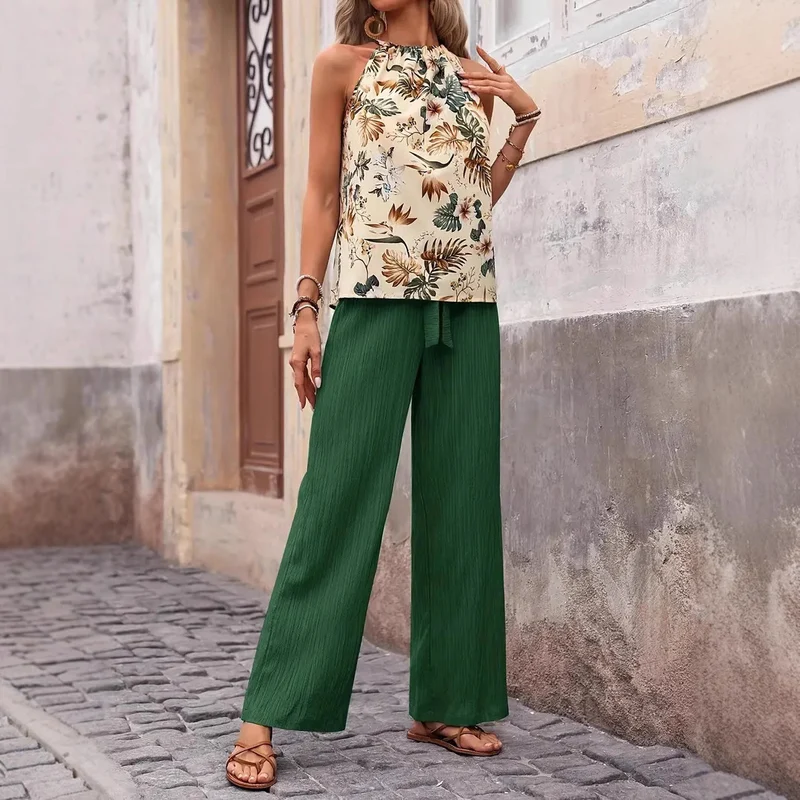 Damen weite Leinenhose mit Kordelzug und Faltenoptik Nord Taschen