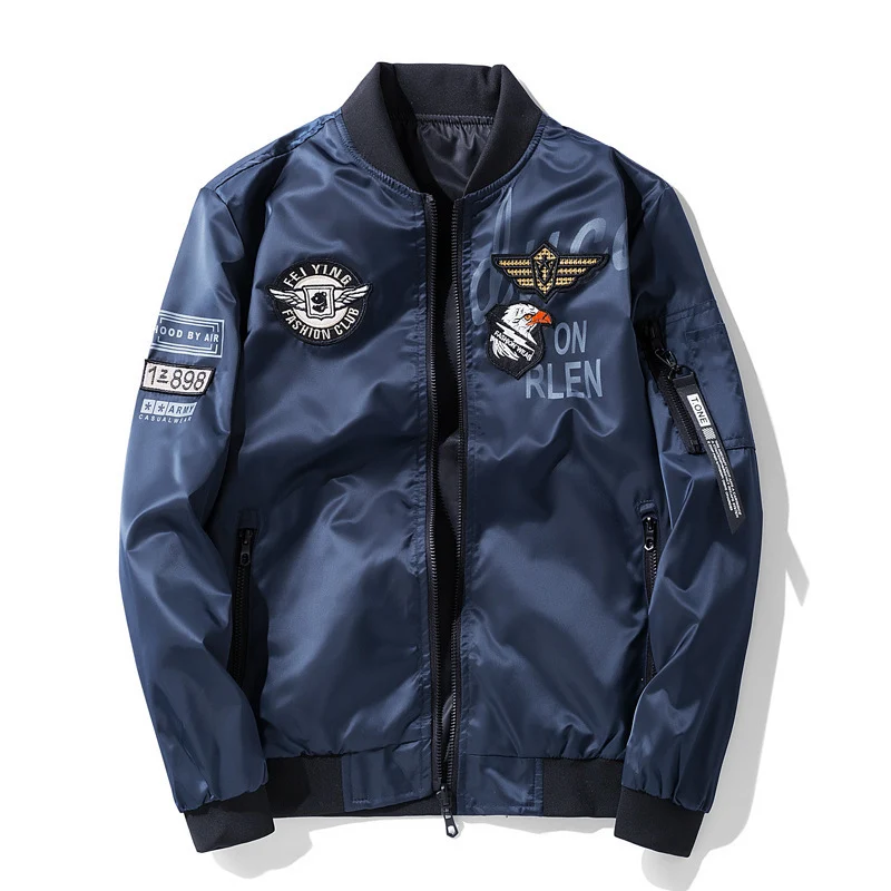 Herren Piloten-Bomberjacke im Aviator-Look mit Patch‑Applikationen und windabweisendem Nylon Nord Taschen