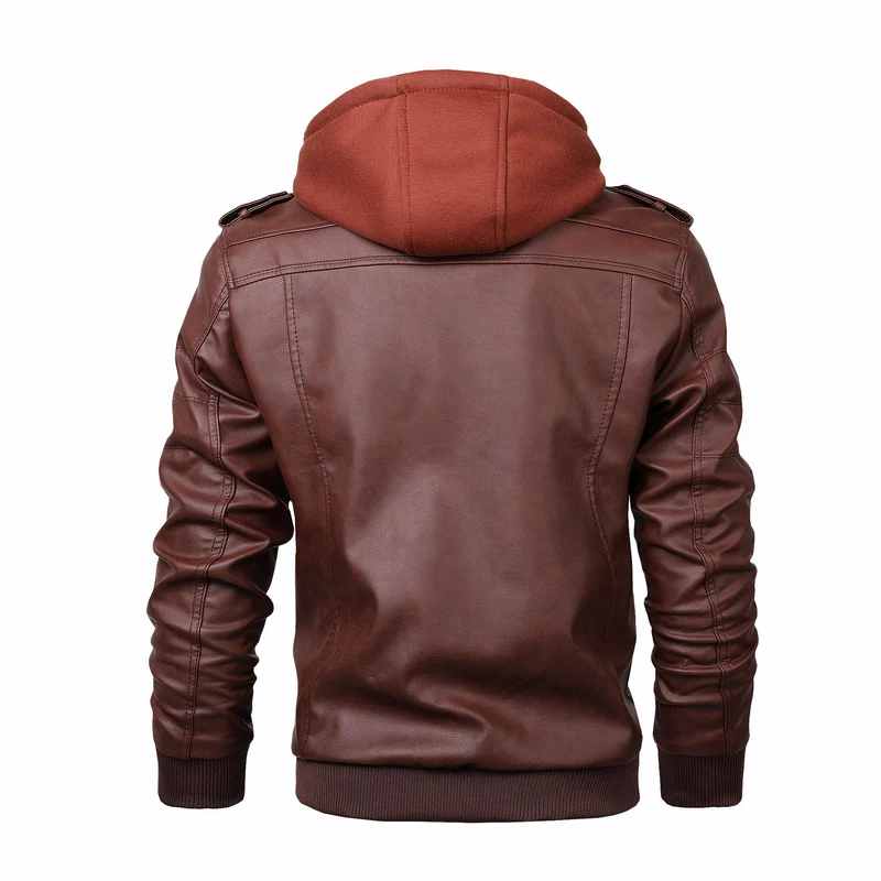Herren Piloten-Blouson aus Kunstleder mit integriertem Kapuzen-Inlay und Zipper-Details Nord Taschen
