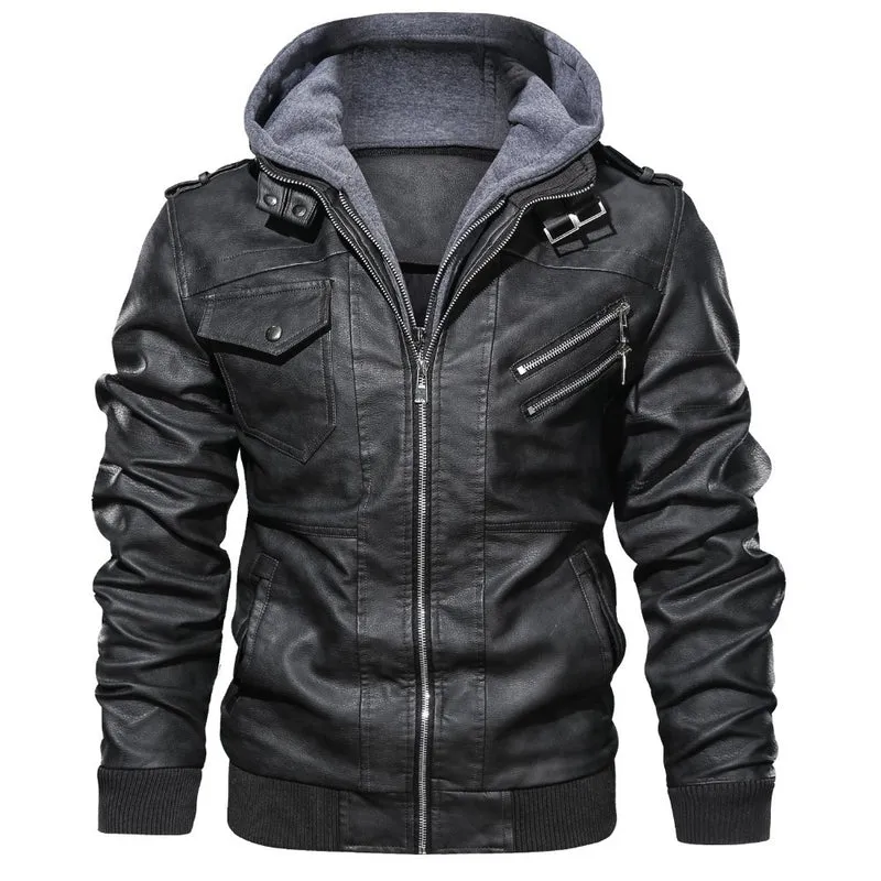 Herren Piloten-Blouson aus Kunstleder mit integriertem Kapuzen-Inlay und Zipper-Details Nord Taschen