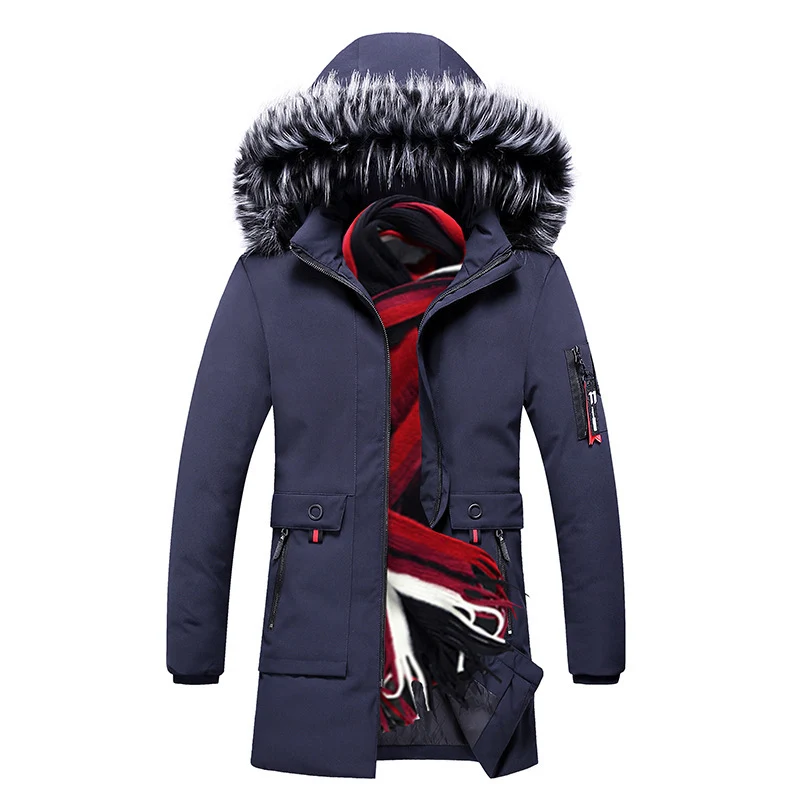 Herren Parka mit Kunstfellkapuze und thermischer Isolierung sowie Multifunktions-Taschen Nord Taschen