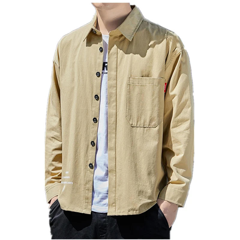 Herren Oversized-Hemdjacke im Casual-Worker-Stil mit Brusttasche und durchgehender Knopfleiste Nord Taschen