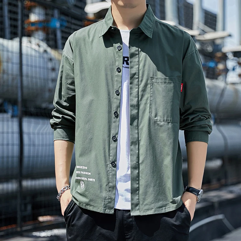 Herren Oversized-Hemdjacke im Casual-Worker-Stil mit Brusttasche und durchgehender Knopfleiste Nord Taschen