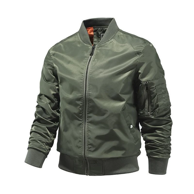 Herren leichte Nylon-Bomberjacke im Aviator-Utility-Stil mit Ärmeltasche Nord Taschen
