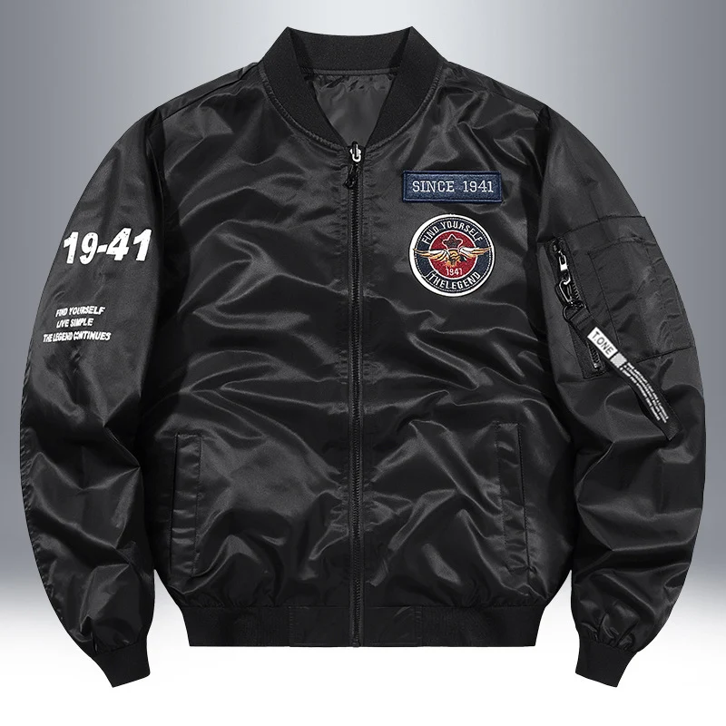 Herren Leichte Nylon-Bomberjacke im Aviator-Style mit Patchdetails und Ärmeltasche Nord Taschen