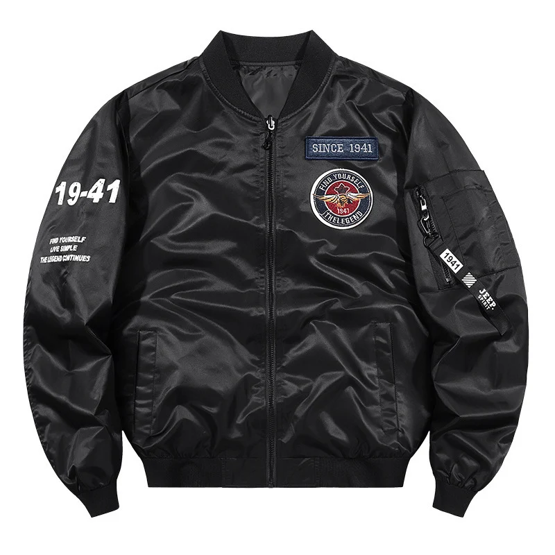 Herren Leichte Nylon-Bomberjacke im Aviator-Style mit Patchdetails und Ärmeltasche Nord Taschen