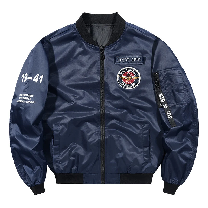 Herren Leichte Nylon-Bomberjacke im Aviator-Style mit Patchdetails und Ärmeltasche Nord Taschen