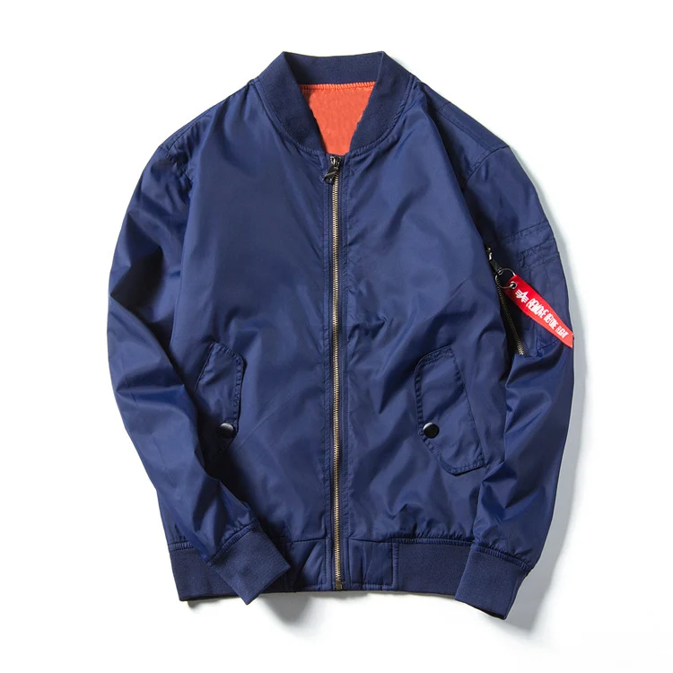 Herren leichte Nylon-Bomberjacke im Aviator‑Stil mit Ärmeltasche, Stehkragen und gerippten Bündchen Nord Taschen