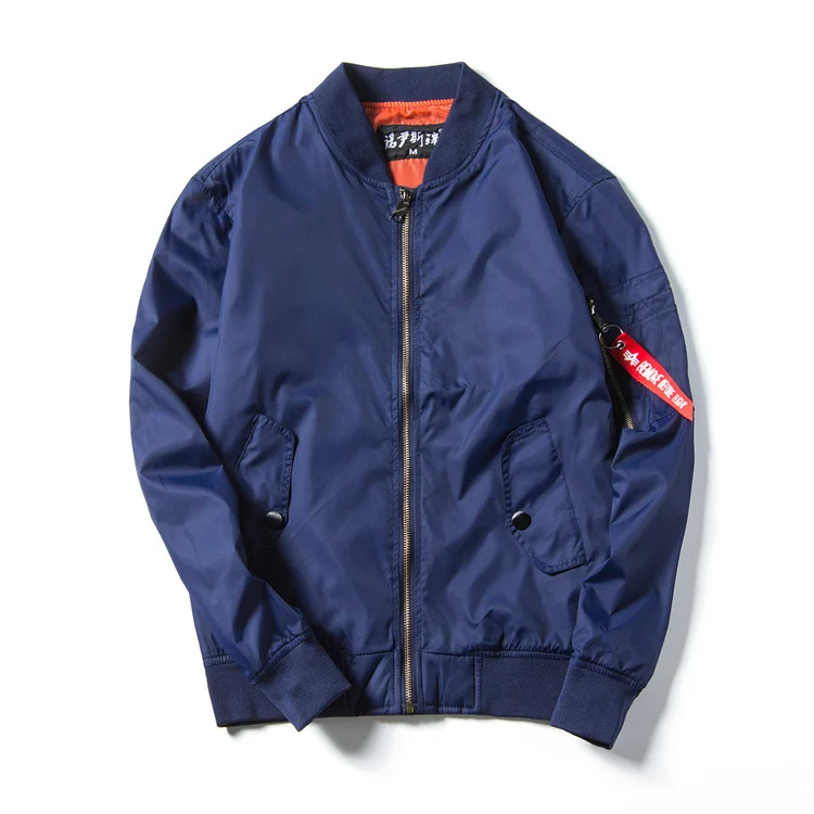 Herren leichte Nylon-Bomberjacke im Aviator‑Stil mit Ärmeltasche, Stehkragen und gerippten Bündchen Nord Taschen